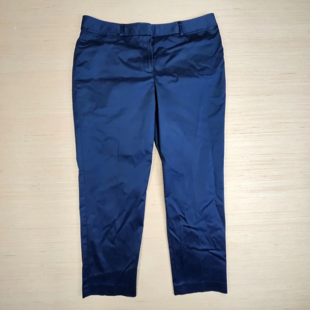 Orvis Chino Pants Women 16 Blue‎ Cotton Blend Stretch Straight Leg Workwear
